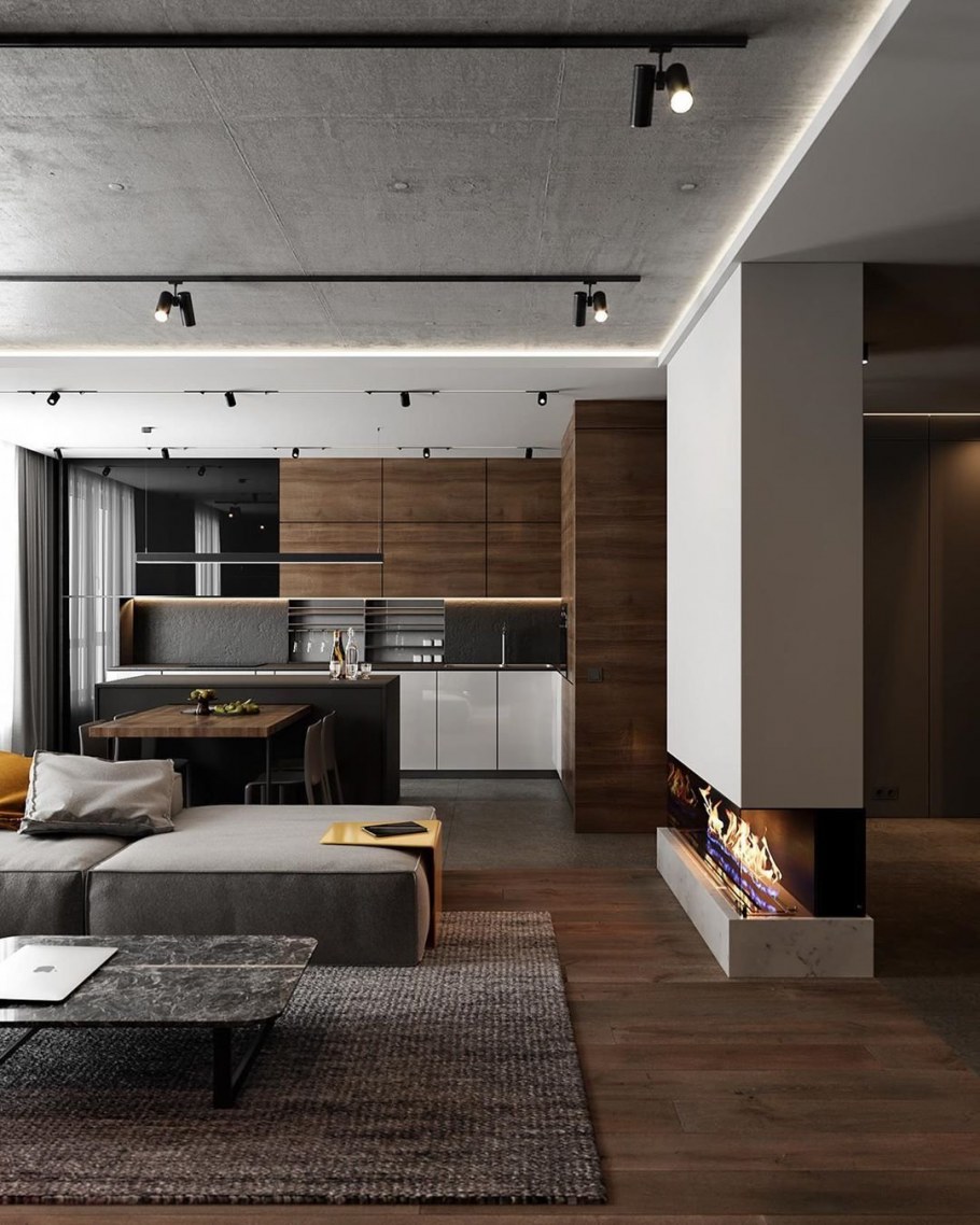 Кухня-гостиная 30 кв лофт