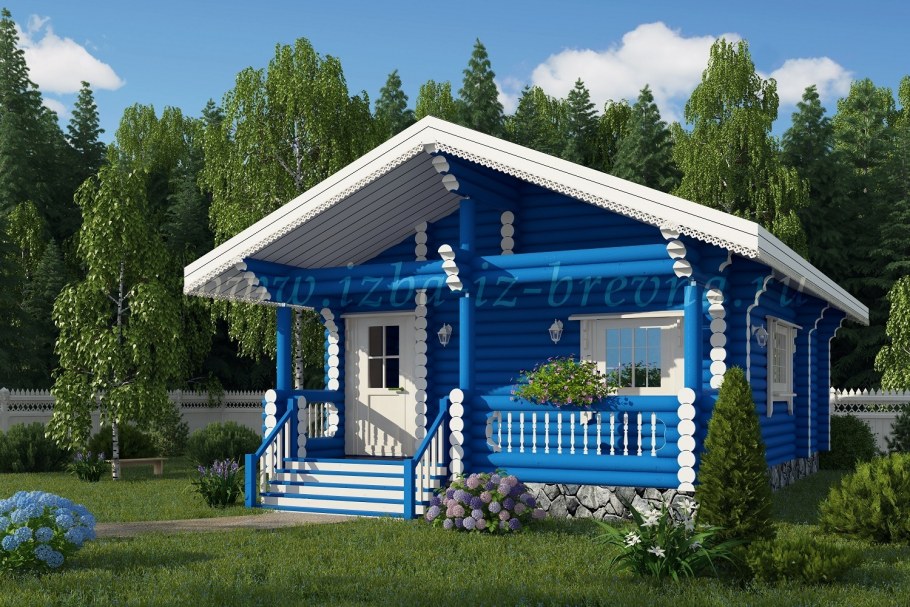 Голубой деревянный дом