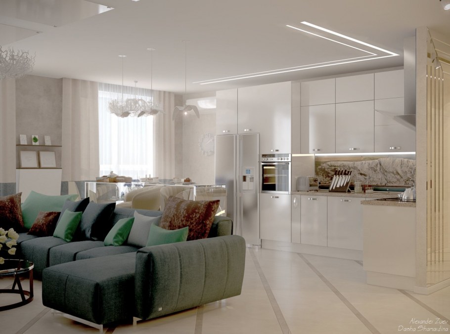 Гостиная с кухней в нише