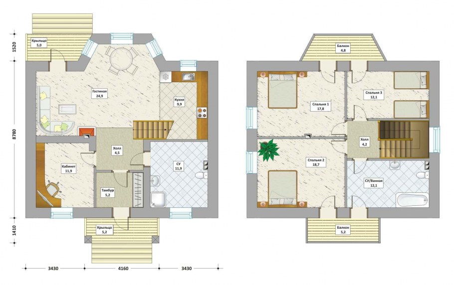 Планировка двухэтажного коттеджа 120кв с террасой