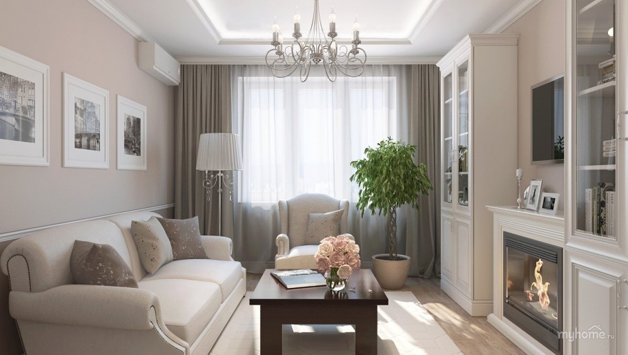 Неоклассика гостиная 20кв