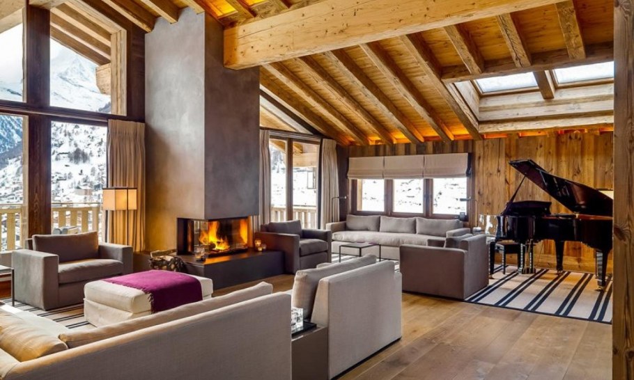 Одноэтажный дом с высокими потолками