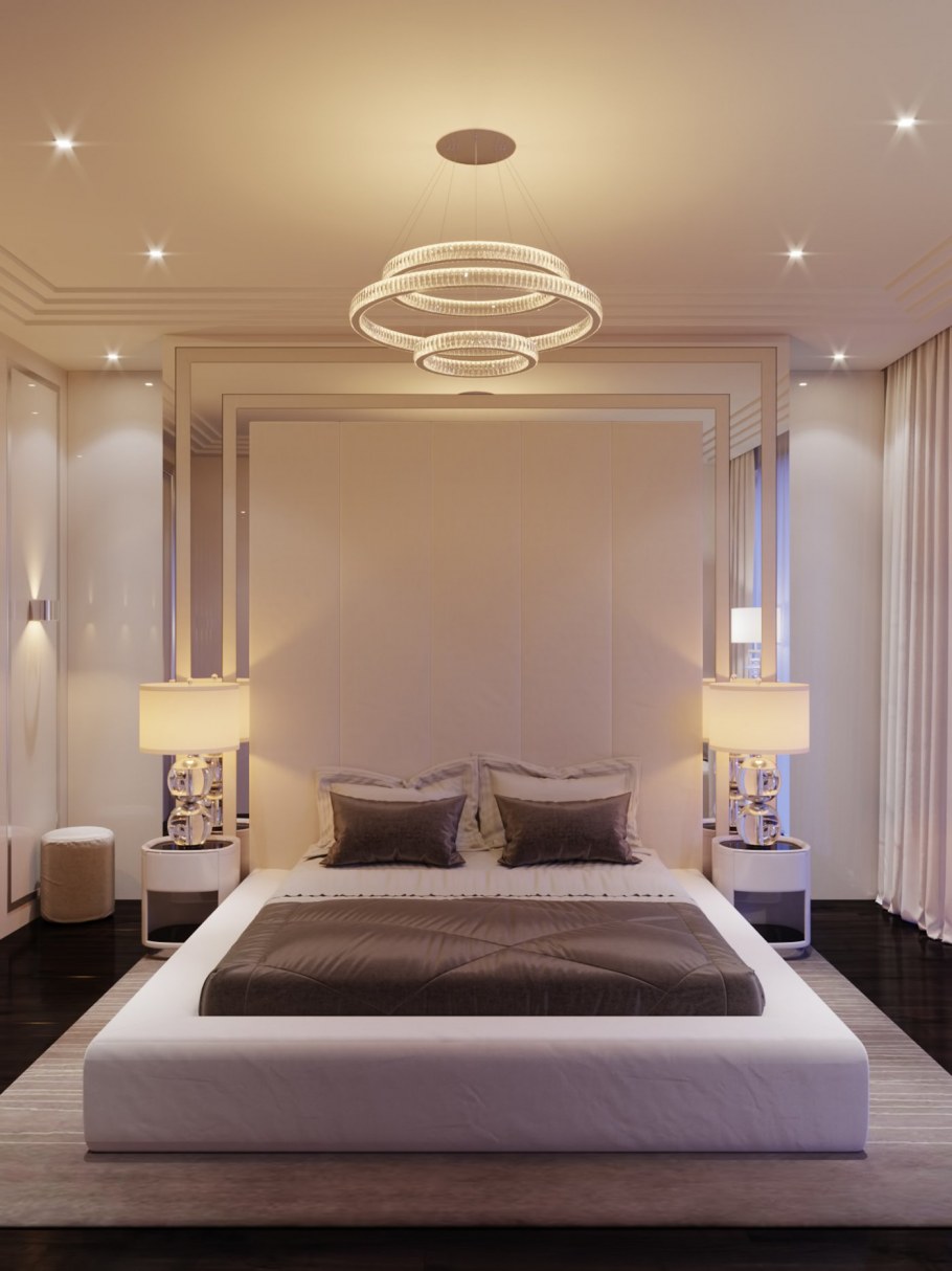 Освещение в маленькой спальне с натяжными потолками