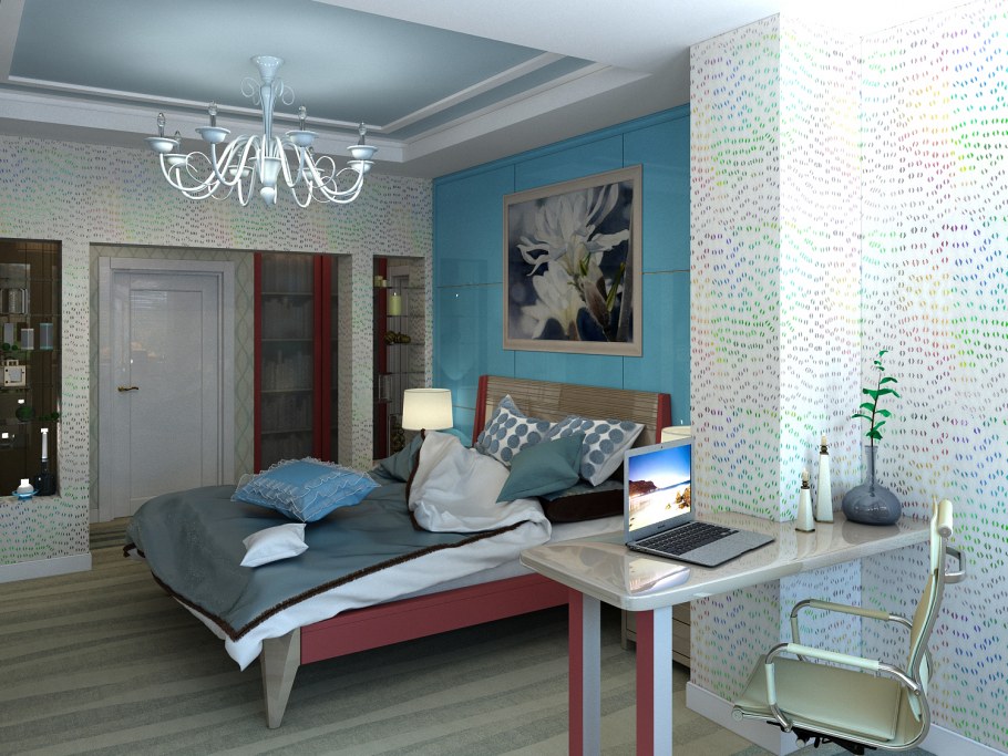 Комната гостиная в холодных тонах