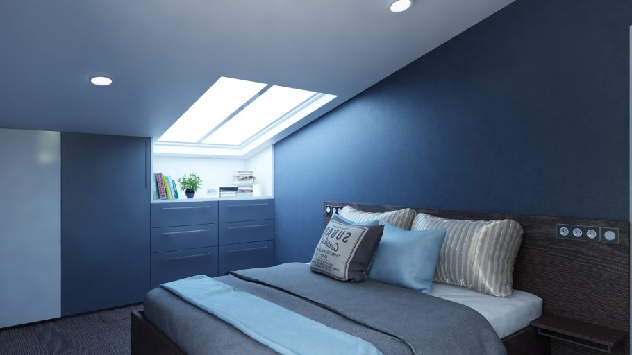 Освещение в мансардной спальне