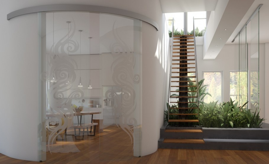 Радиусные цельностеклянные перегородки