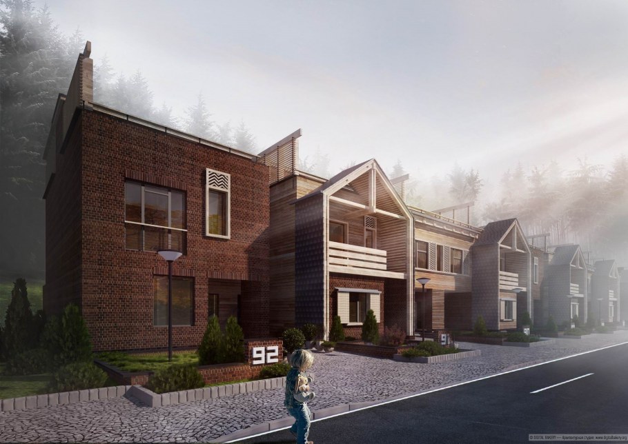 Каменный дом из дерева и камня современный