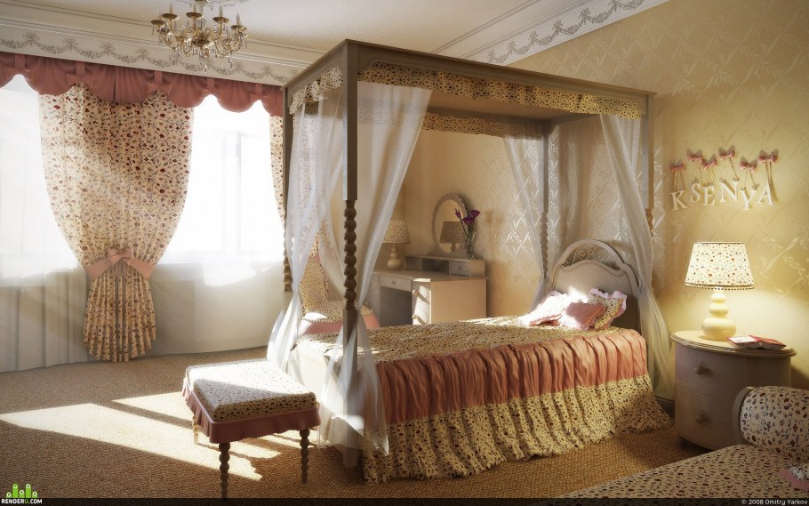 Спальня девушки с балдахином