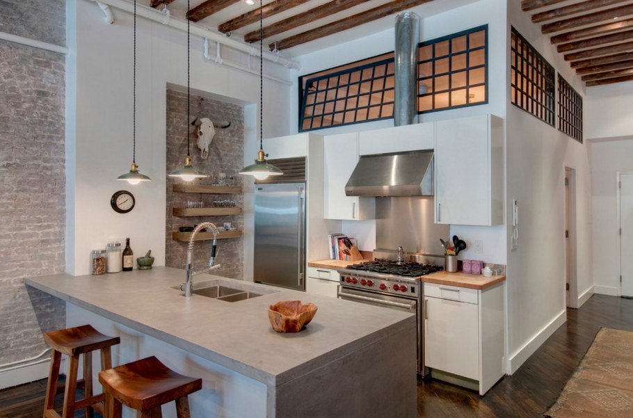 Кухни лофт с металлическими элементами