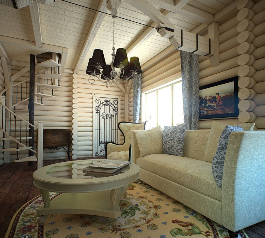 Интерьер сруба 6 на 6