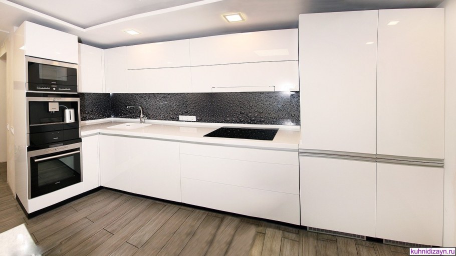 Кухни хайтек угловые белые
