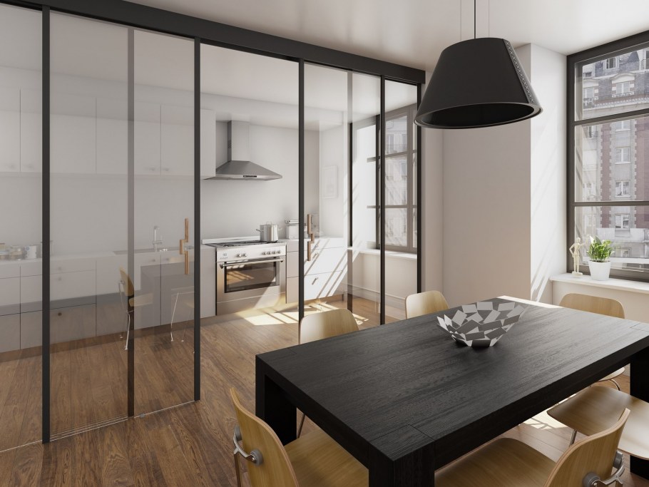 Стеклянные перегородки в квартире раздвижные