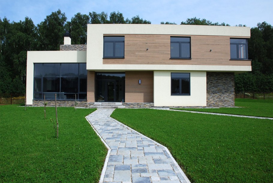 Коттедж с плоской крышей