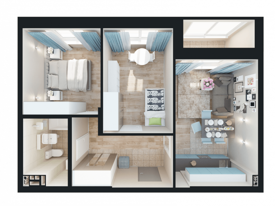 Евротрешка 50 кв.м планировка