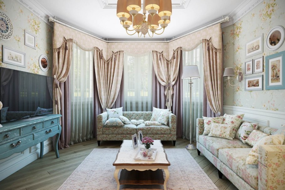 Гостиная в стиле шебби Шик
