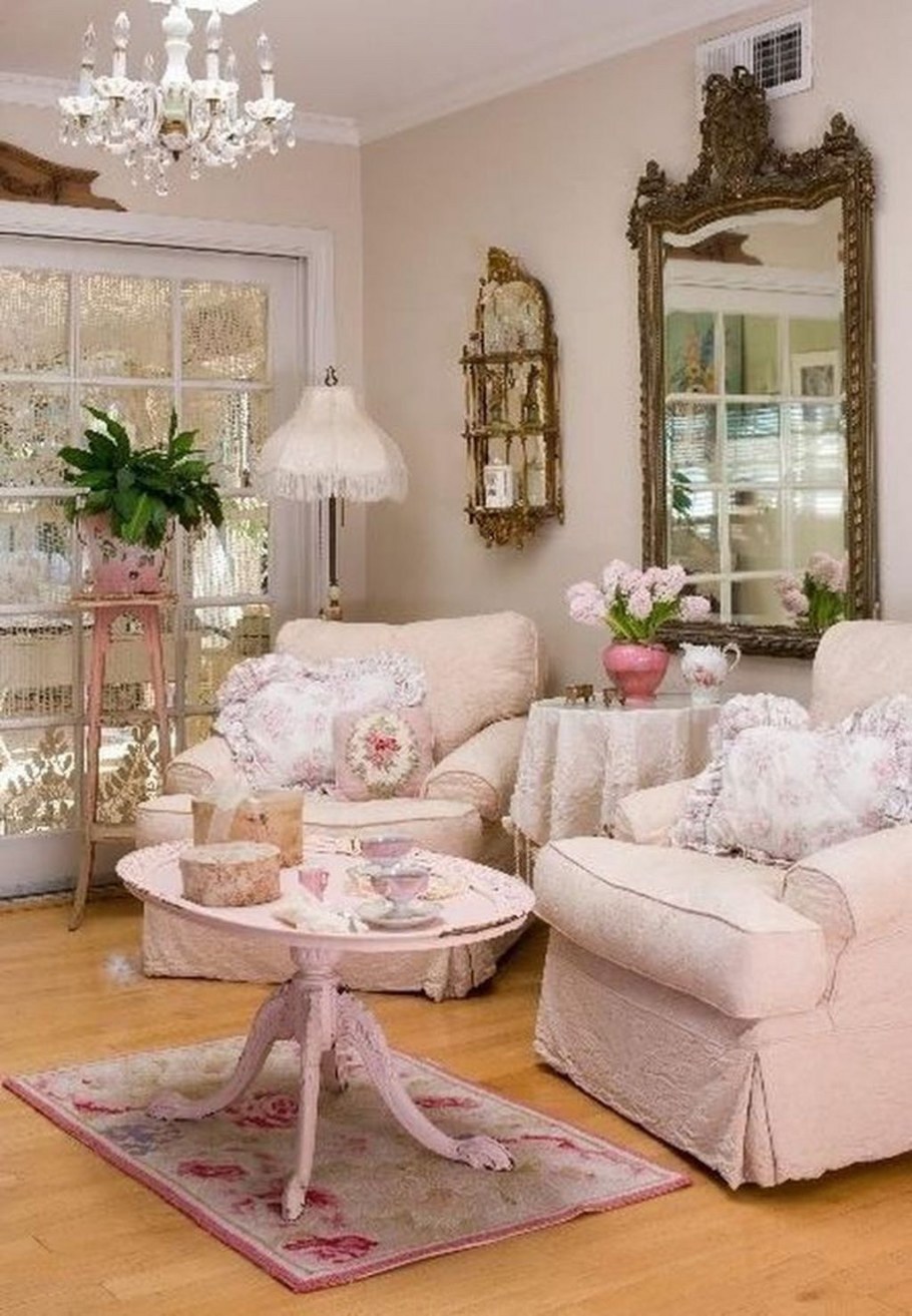 Интерьер гостиной в стиле шебби Шик фото