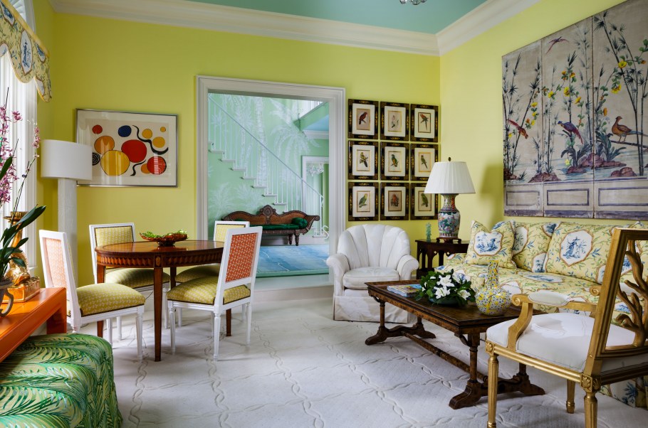 Голубой и оливковый в интерьере