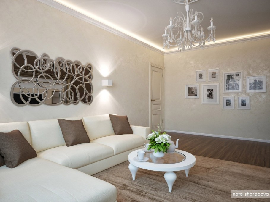 Гостиная в молочных тонах