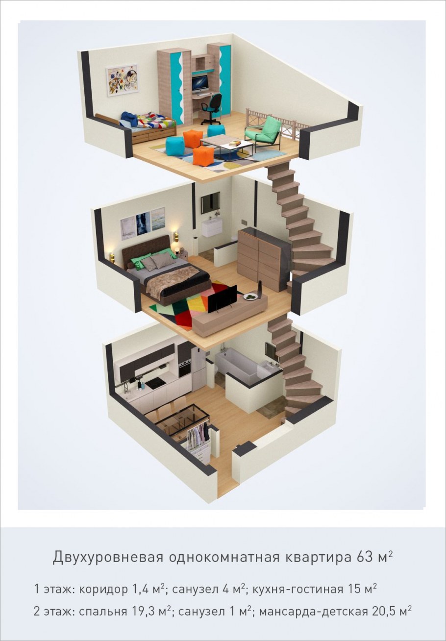 Двухуровневая квартира планировка