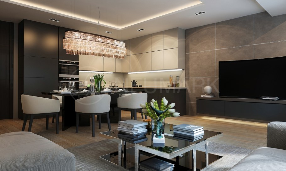 Интерьер кухни-гостиной