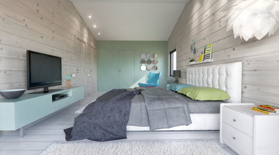 Спальня из клеёного бруса в скандинавском стиле