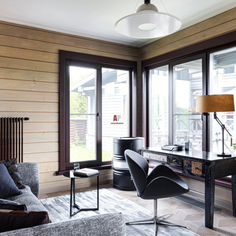 Коричневые окна в интерьере