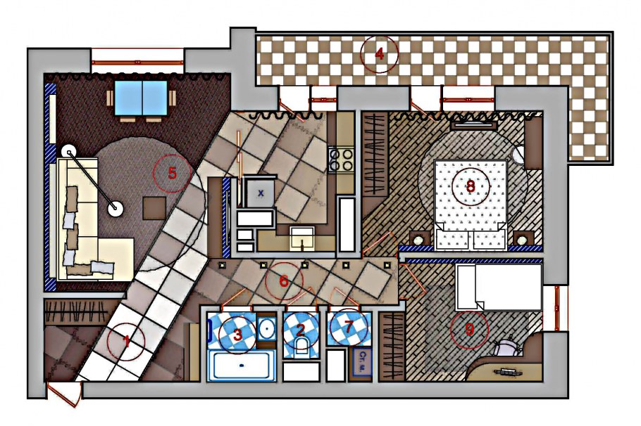 Идеи перепланировки трехкомнатной квартиры