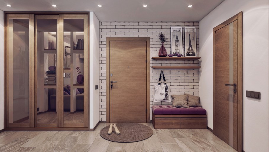 Интерьер прихожей с 2 дверьми