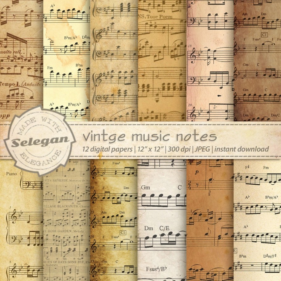 Vintage Music Note paper