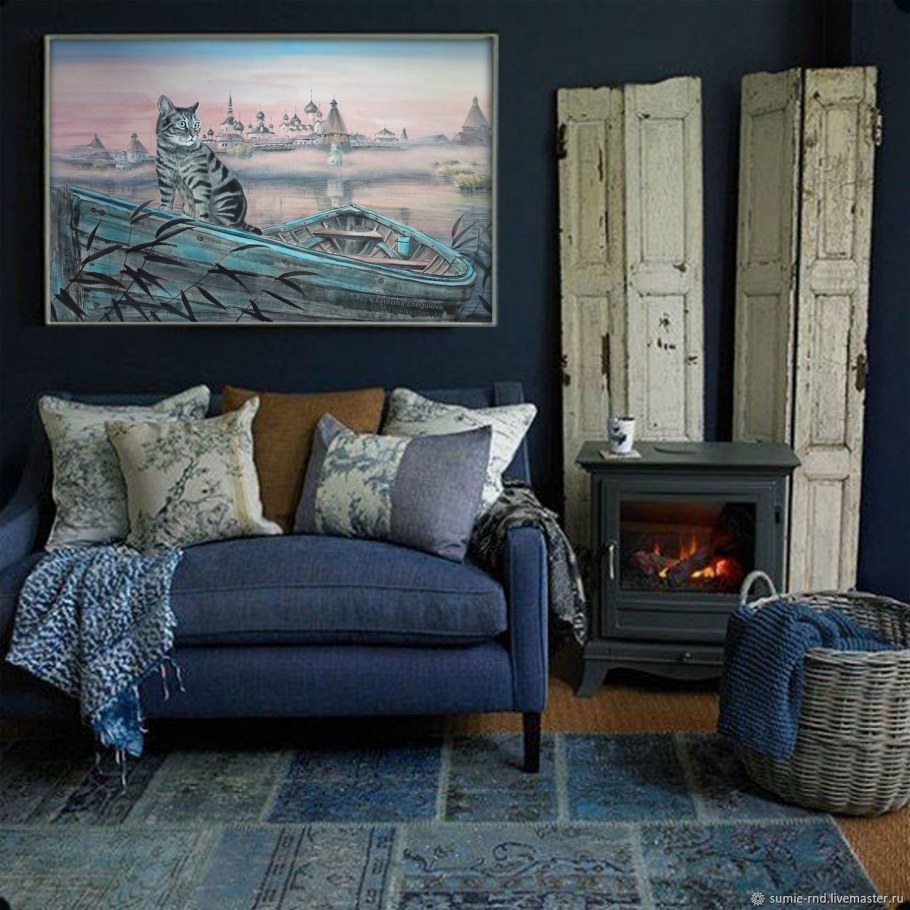 Джинсовый цвет в интерьере