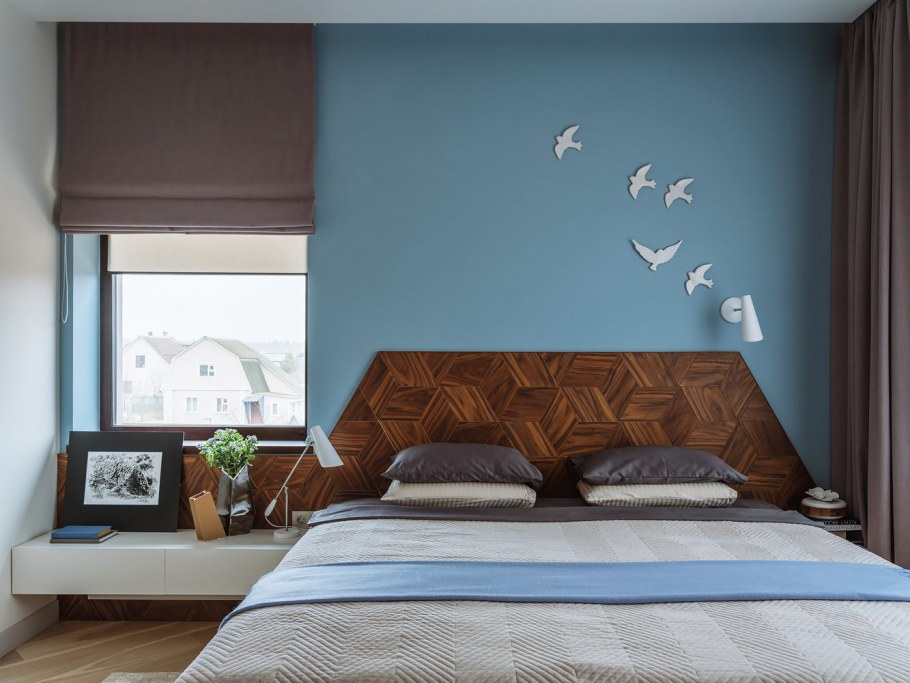 Синие стены в интерьере