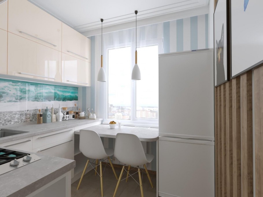 Светлая кухня на 6 метровую кухню