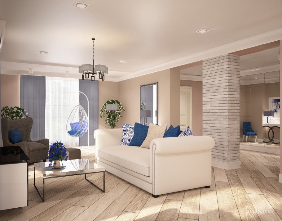 Гостиная в теплых оттенках