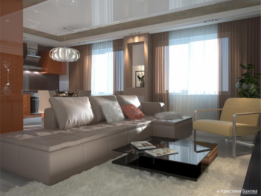 Современный интерьер в теплых тонах