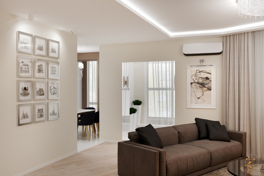 Гостиная в теплых тонах 10