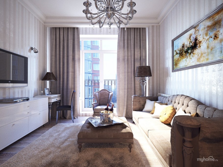 Интерьер хрущевки в теплом цвете