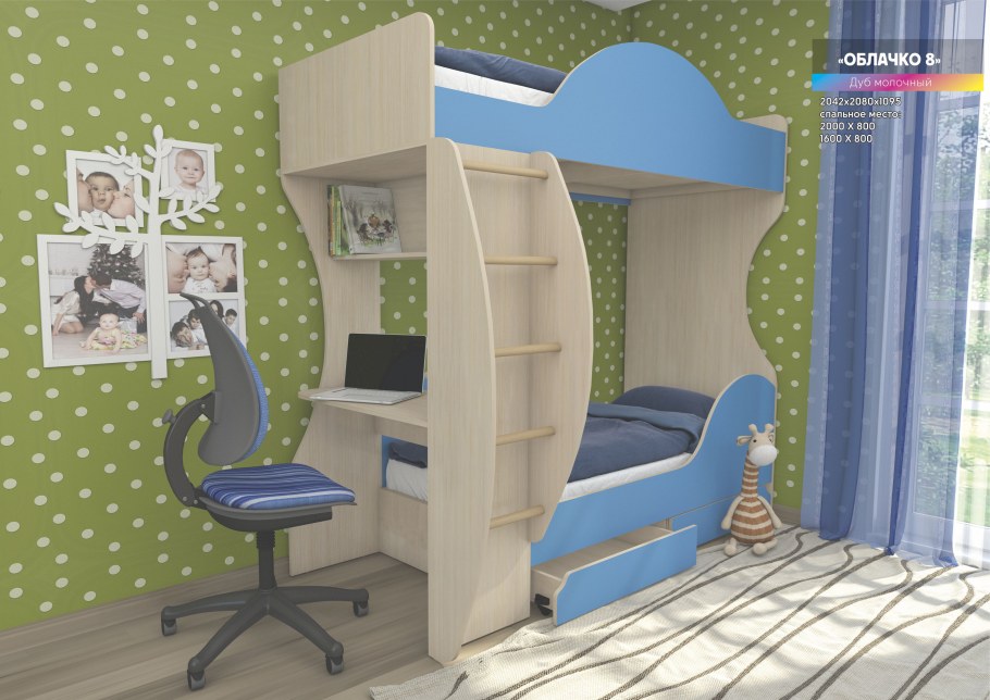 Детская двухъярусная кровать дуэт-5 СЛАВМЕБЕЛЬ