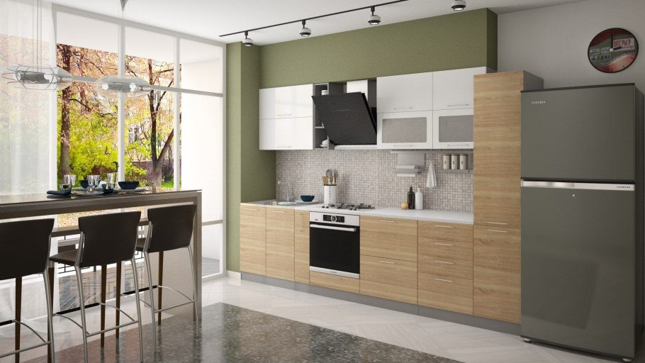 Интерьер центр кухня олива дуб сонома