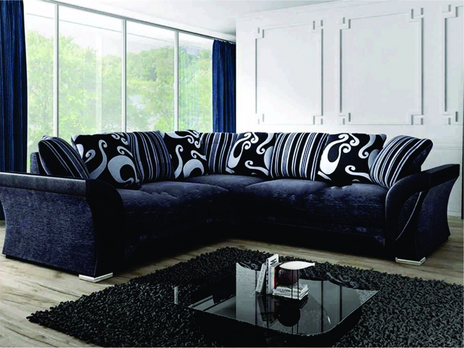 Диван серый с черными цветами