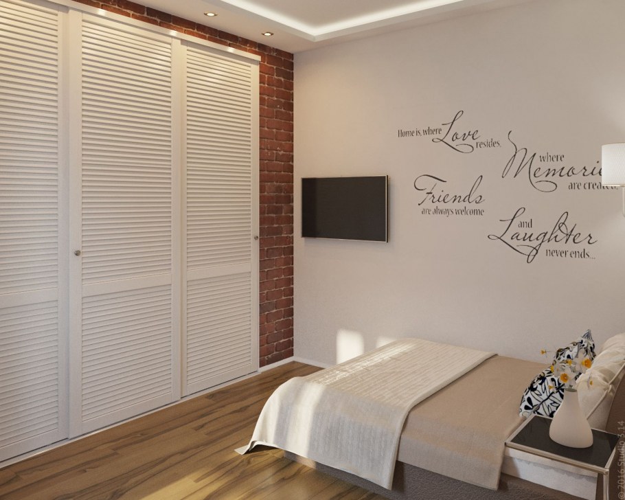 Встроенный шкаф в спальне лофт