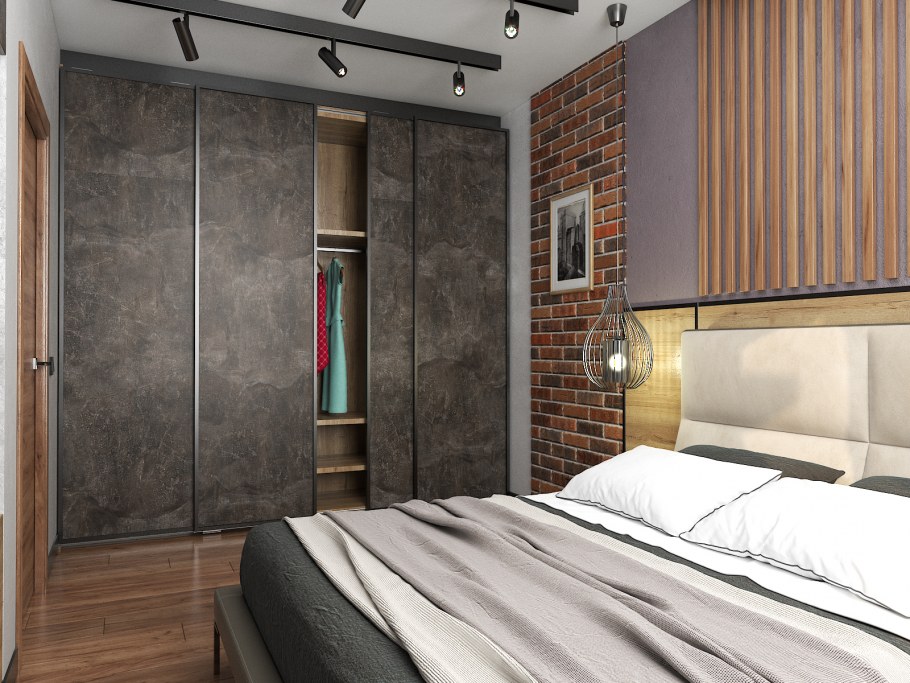 Шкаф-купе лофт в спальню