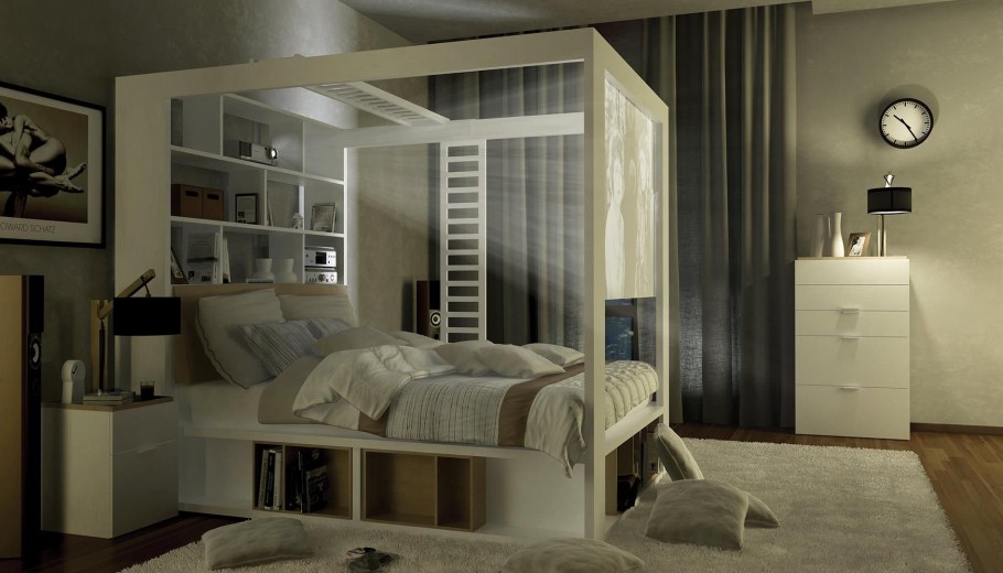 Гардеробная с встроенной кроватью