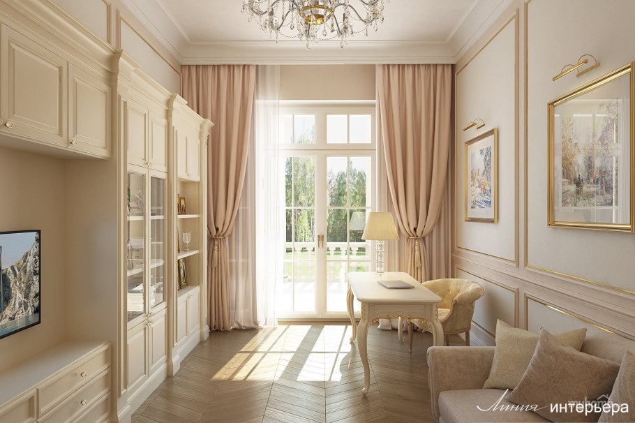 Кабинет в загородном доме в классическом стиле