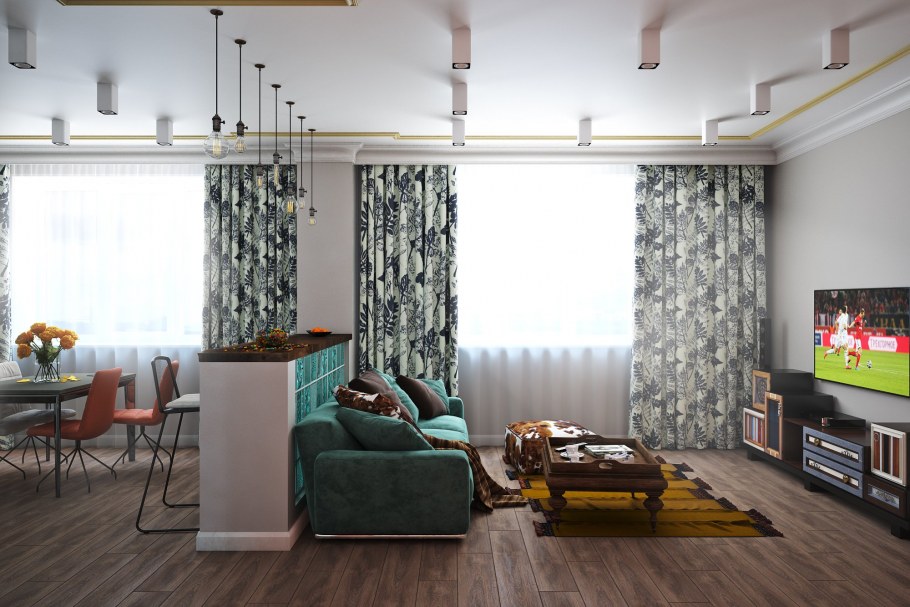 Перегородка в гостиной для зонирования