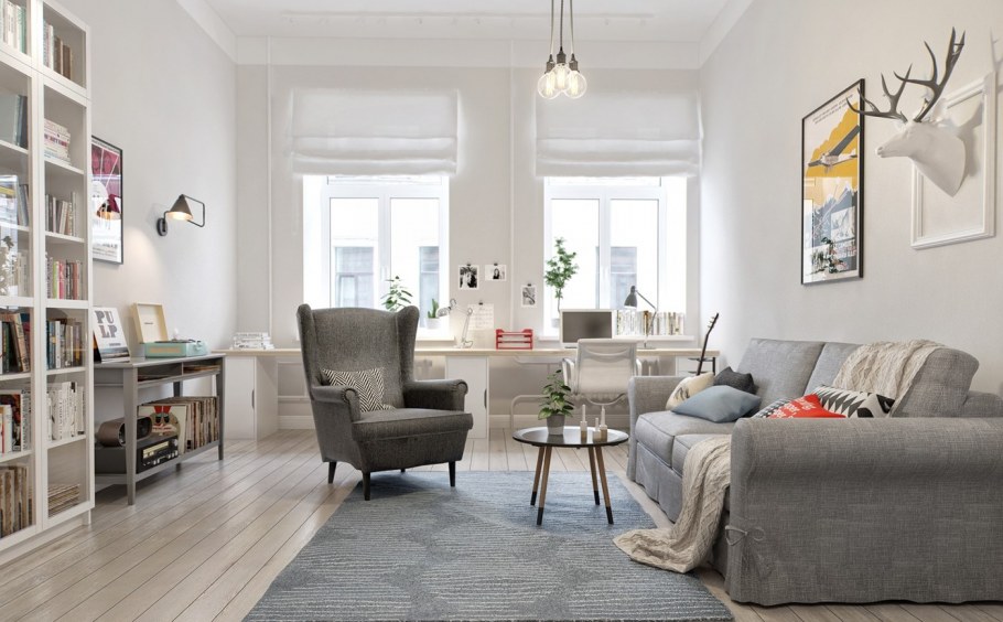 Сканди стиль в интерьере гостиной