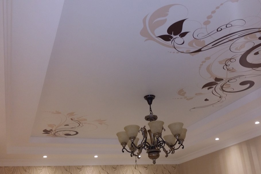 Глянцевые натяжные потолки с рисунком