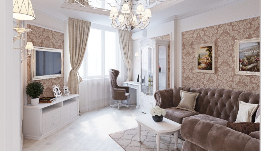 Классика в интерьере квартиры однокомнатной
