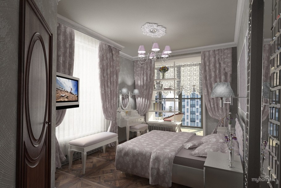 Спальня в стиле классика в хрущевке