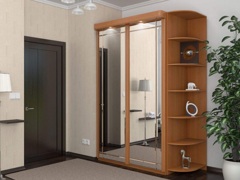 Шкафы купе современные с угловыми полками