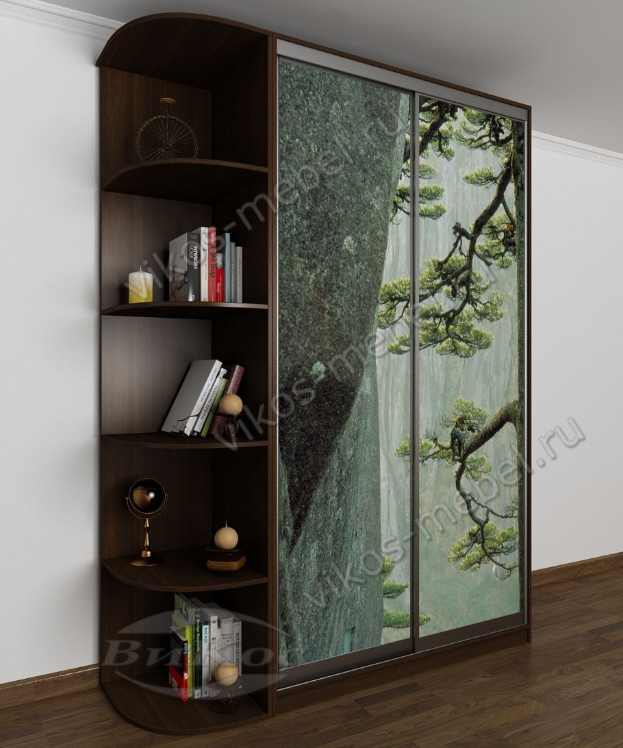 Шкаф-купе в спальню с боковыми полочками